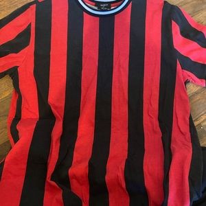 forever 21 red and black striped shirt. size XL